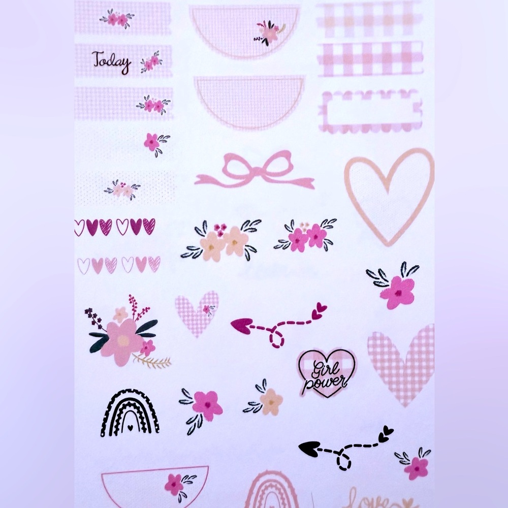 Floral and Heart Sticker Sheet